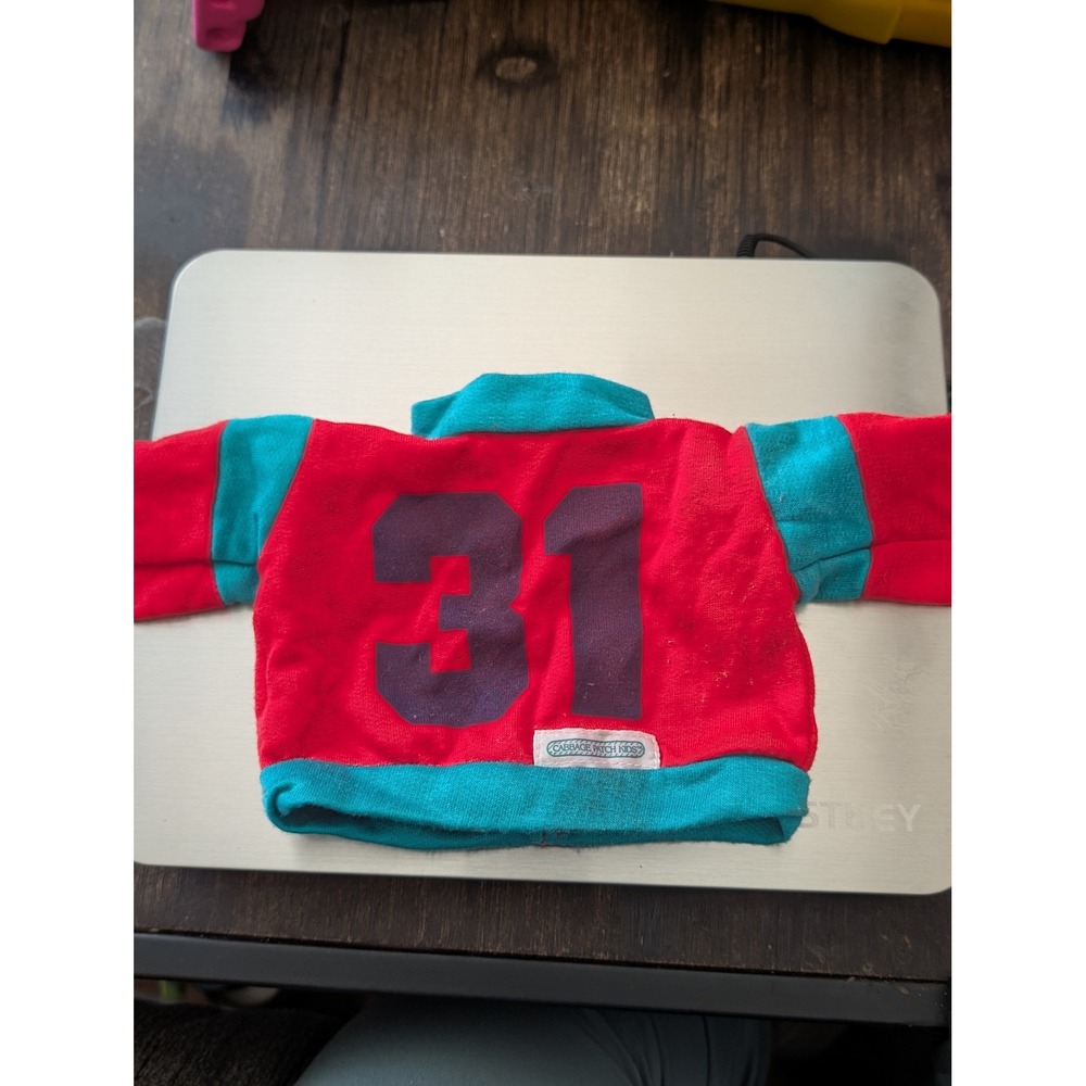 Vintage Cabbage Patch Kids Doll Jacket Red Teal Number‎ 31 Sweatshirt F4